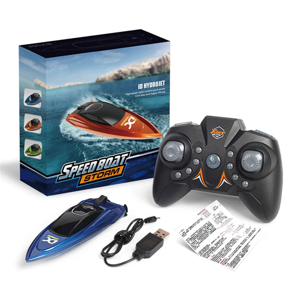 Mini RC Boat 5km/h Radio Remote Controlled High Speed Ship with LED Light Palm Boat Summer Water Toy Pool Toys Models Gifts