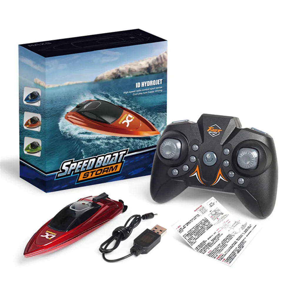 Mini RC Boat 5km/h Radio Remote Controlled High Speed Ship with LED Light Palm Boat Summer Water Toy Pool Toys Models Gifts