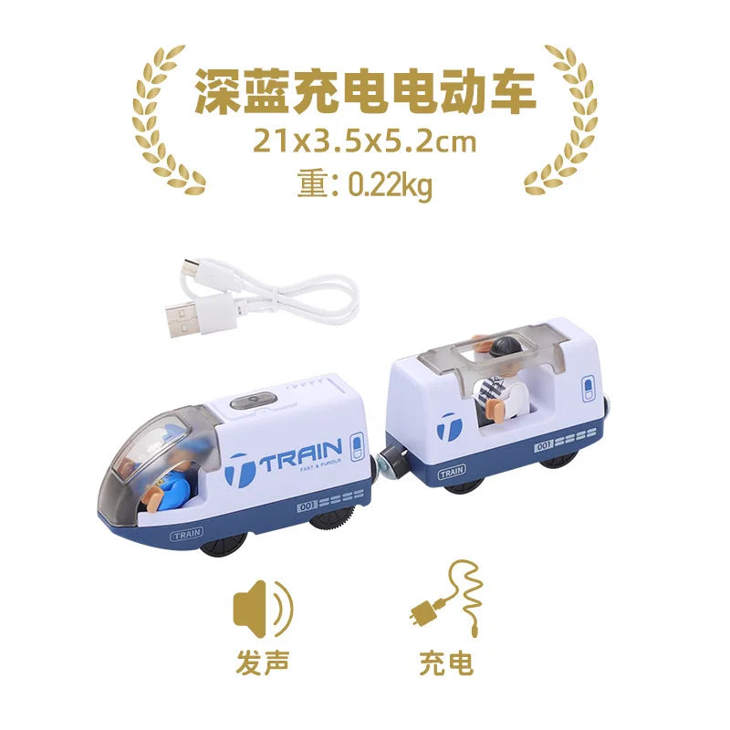New Kids RC Electric Train Locomotive Magnetic Train Diecast Toy Fit for Wooden Train Railway Track Toys for Children