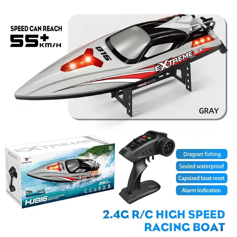 Hongxunjie HJ816PRO High-speed 55KM/H Speedboat Competitive Racing Boat Water Toy 2.4G RC Boat Brushless Net Pulling Boat Toy