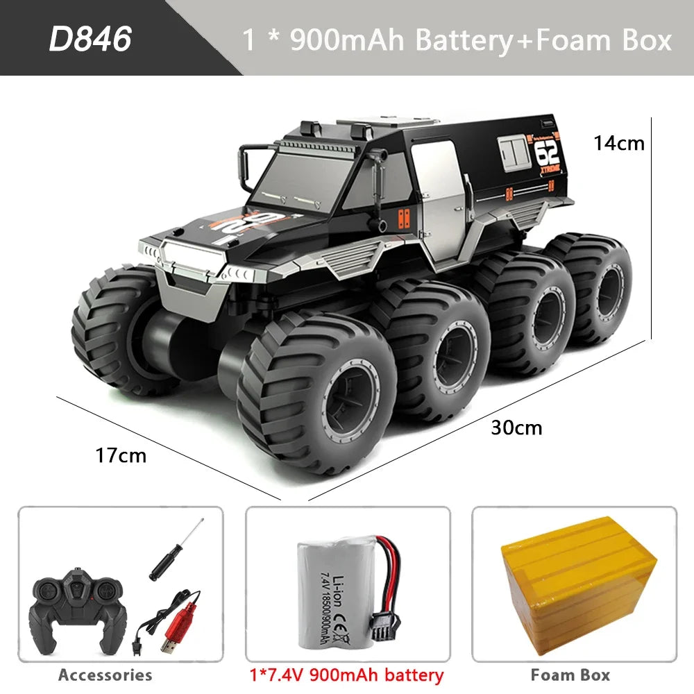 8x8 RC Car 8WD Off-road Amphibious Stunt Vehicle 8-wheel Speed Racing Truck Waterproof Crawler 2.4G Remote Control Cars Toys