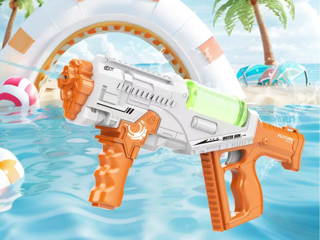 Water Gun Toy Full-automatic High-speed Repeating Water Gun with Lights Large-capacity Children's Water Play Toys for Boys Gifts