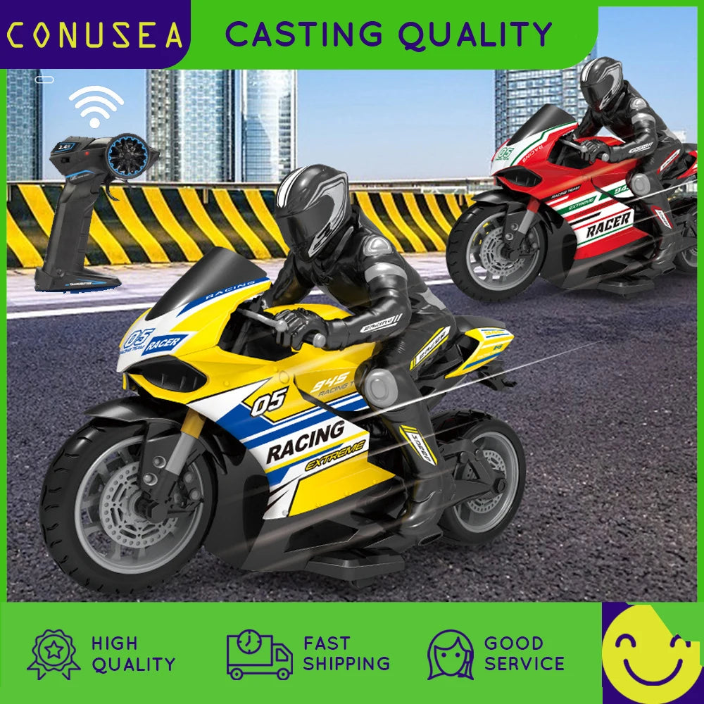 1/ 10 2.4G High Speed Remote Control RC Stunt Motorbike drift Car 30mins Drive Racing Motorbike RC Motorcycle Toy model