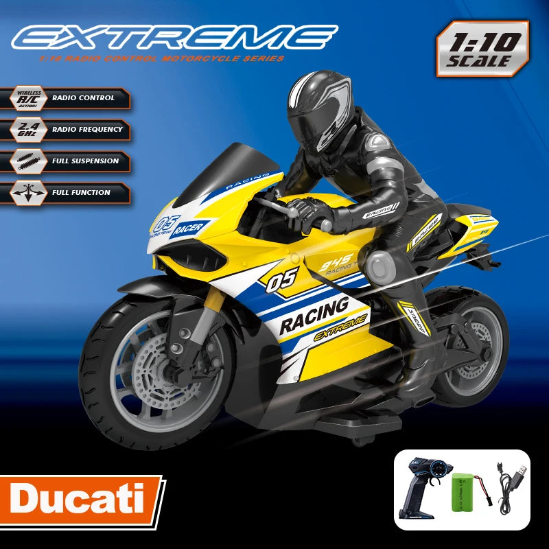 2.4GHZ 1:10 Scale RC Motorcycle 4 Channels High Speed Racing Motorcycle Electric Off-Road Vehicle RC Car Moto Toy For Kid