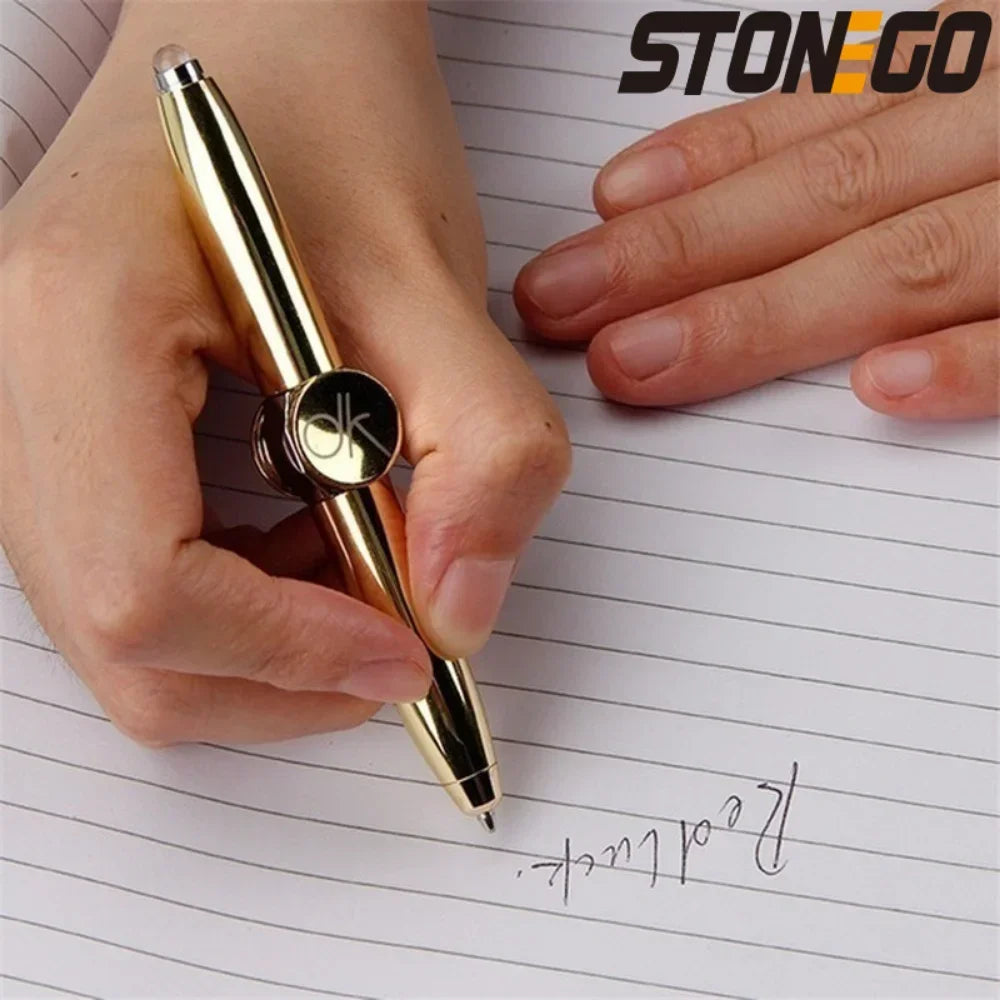 Spinner Pen, Multi-Function Ballpoint Pen, Rotating Metal Pen with LED Light, Creative Decompression Gyro Pen
