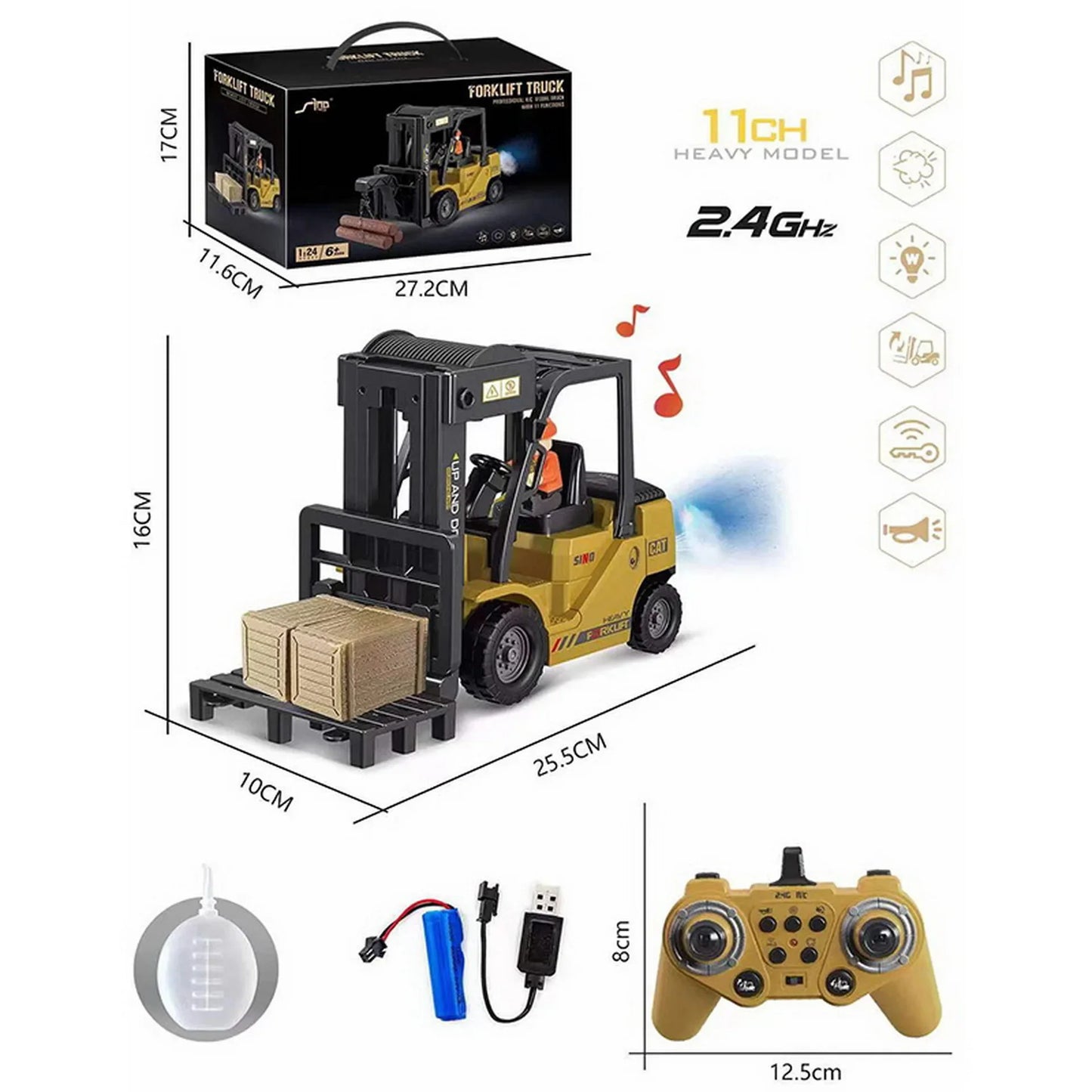 RC Trucks Forklift 2.4G Children Toys Remote Control Cars Toys for Boys Cranes Liftable Stunt Car Electric Vehicle for Kids Gift