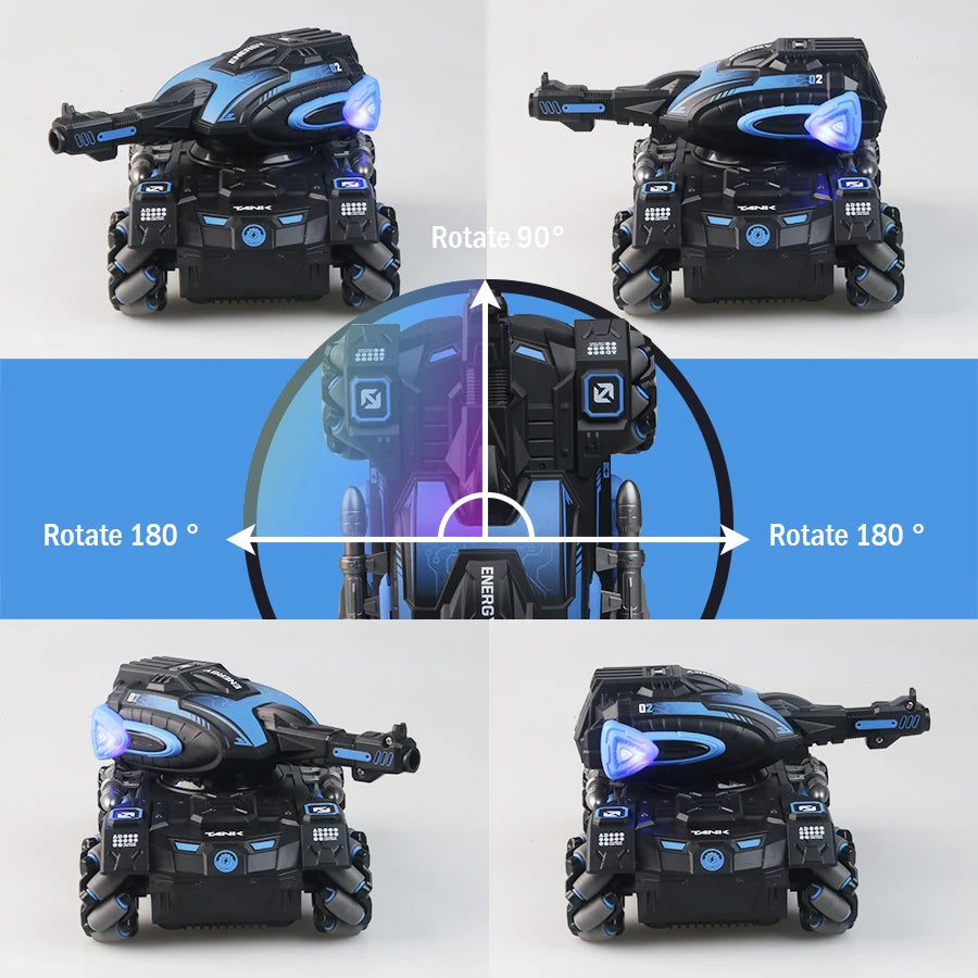 RC spray car 2.4G four-wheel stunt launch water polo tank car boy machine armour toy car Watch requires additional purchase