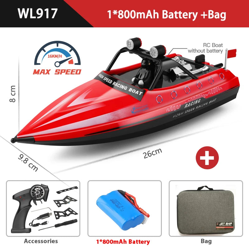 WLtoys WL917 RC Boat 2.4G Electric High Speed Jet Waterproof Model Electric Remote Control Speedboat Gifts Toys for Boys