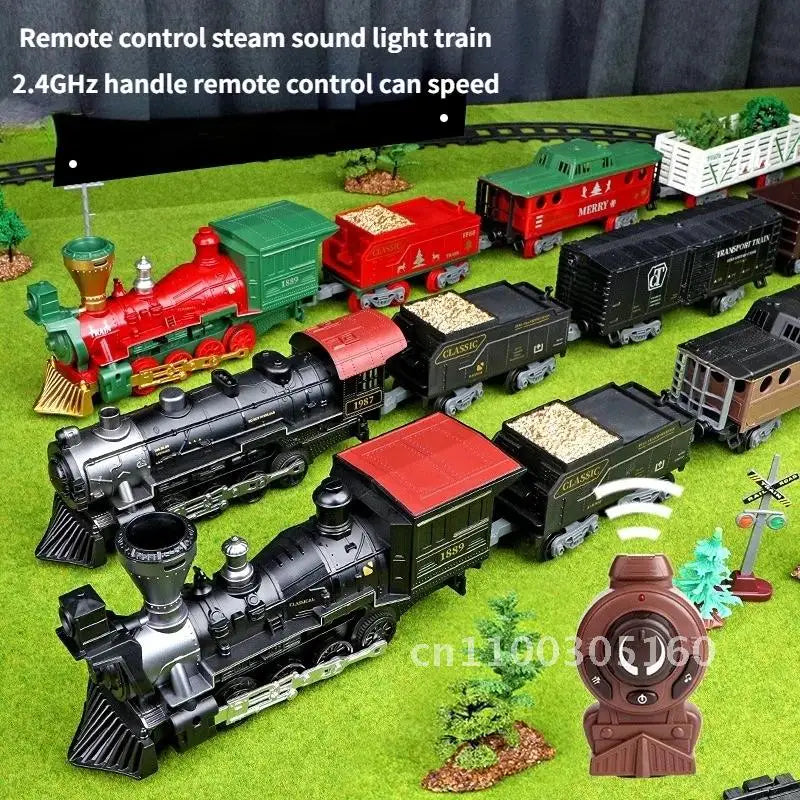2.4G Remote Control Electric Rail Model Set Children's Toy Gift Nostalgic Children's Christmas Retro Train Christmas