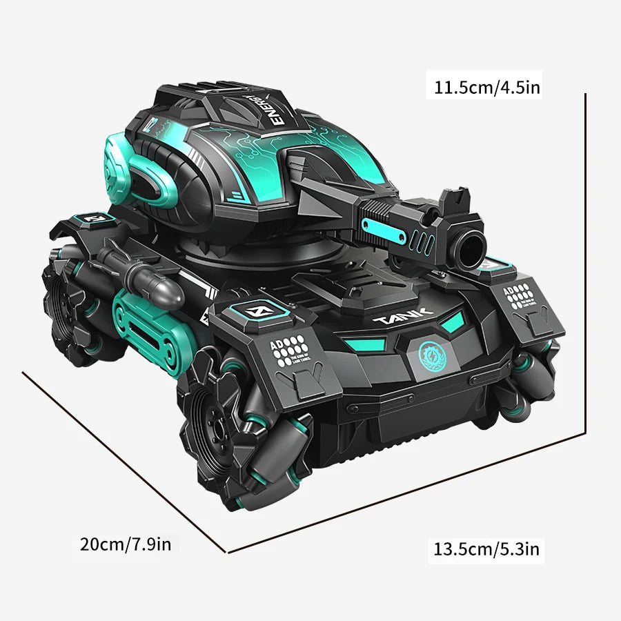 RC spray car 2.4G four-wheel stunt launch water polo tank car boy machine armour toy car Watch requires additional purchase