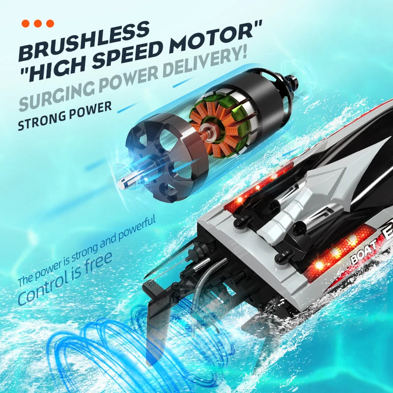 Hongxunjie HJ816PRO High-speed 55KM/H Speedboat Competitive Racing Boat Water Toy 2.4G RC Boat Brushless Net Pulling Boat Toy