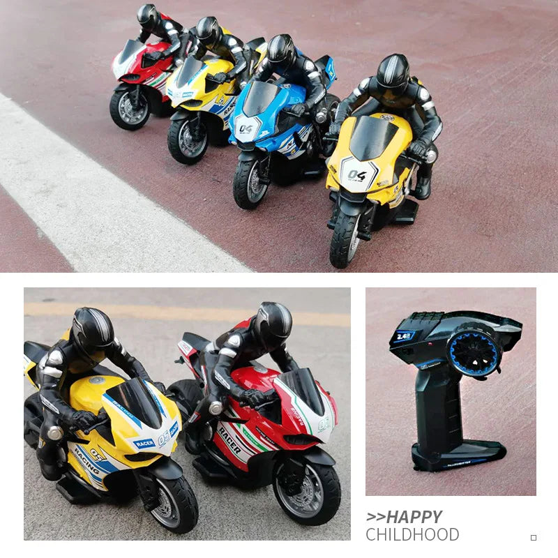 1/ 10 2.4G High Speed Remote Control RC Stunt Motorbike drift Car 30mins Drive Racing Motorbike RC Motorcycle Toy model