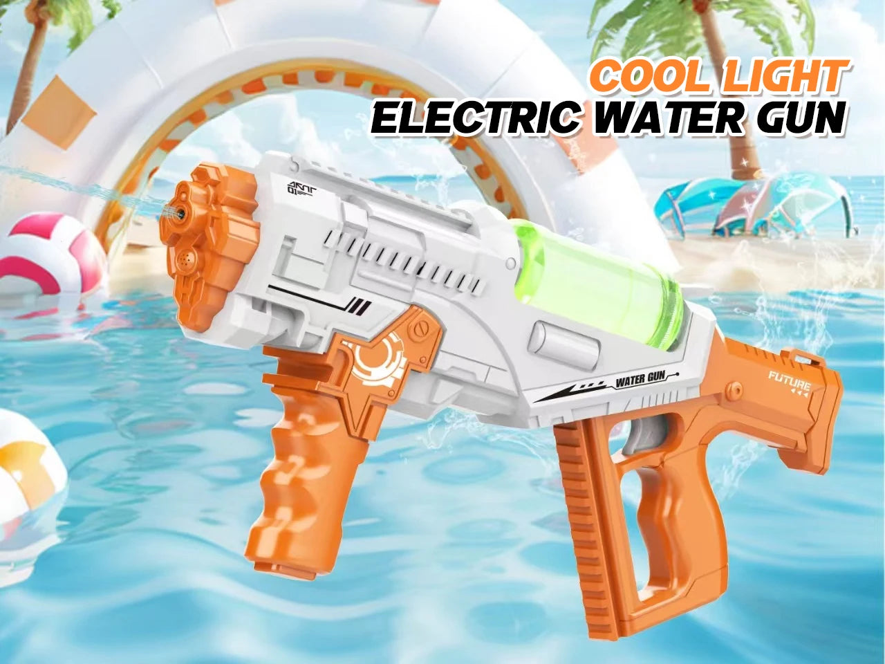 Water Gun Toy Full-automatic High-speed Repeating Water Gun with Lights Large-capacity Children's Water Play Toys for Boys Gifts