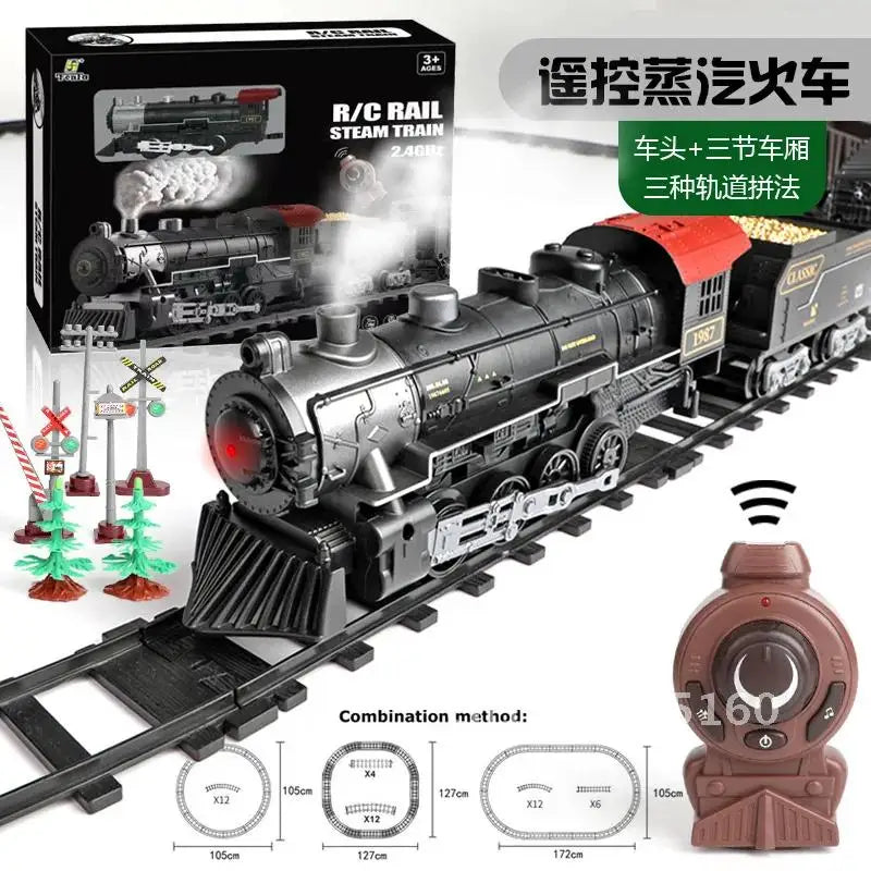 2.4G Remote Control Electric Rail Model Set Children's Toy Gift Nostalgic Children's Christmas Retro Train Christmas