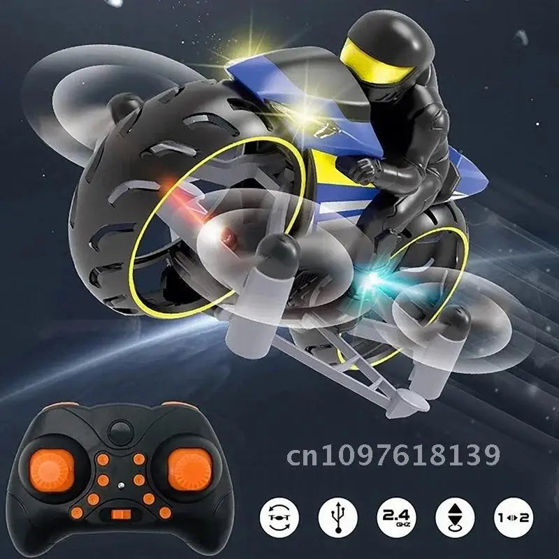 2-In-1 Land/Air Mode Flying High Speed Motorcycle One Switch Kid Intelligent RC Toy Quadcopter 2.4G Gift Drone Stunt
