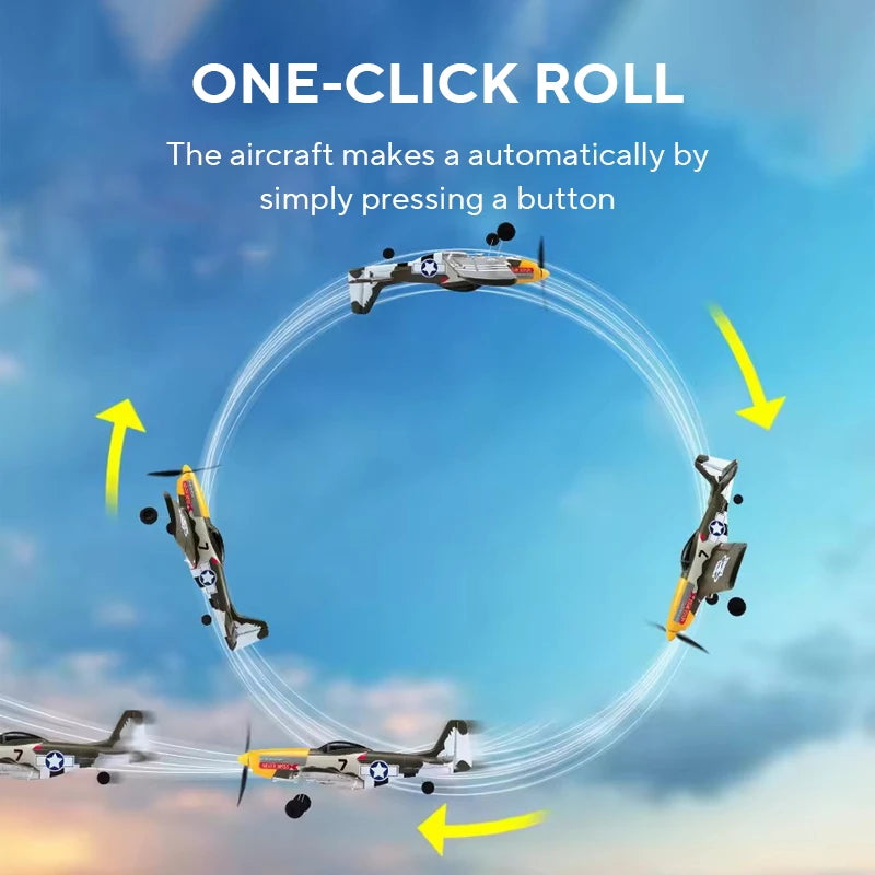New P51 Mustang RC Plane 2.4G 4CH 6 Axis 410MM Wingspan Foam Fighter One Key Aerobatic RTF Aircraft Glider Toys Gifts
