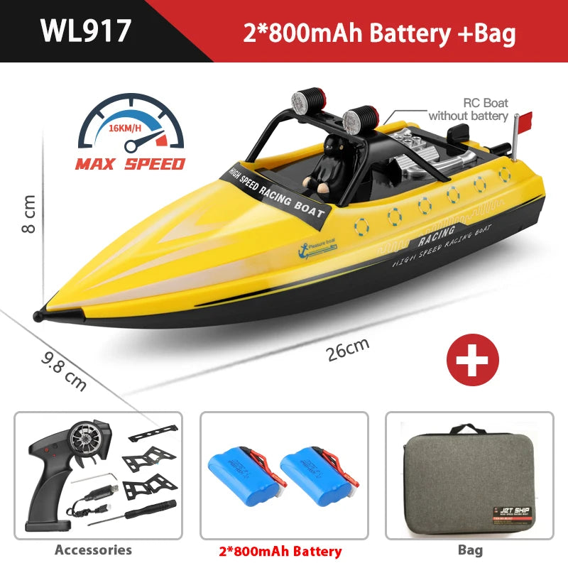 WLtoys WL917 RC Boat 2.4G Electric High Speed Jet Waterproof Model Electric Remote Control Speedboat Gifts Toys for Boys