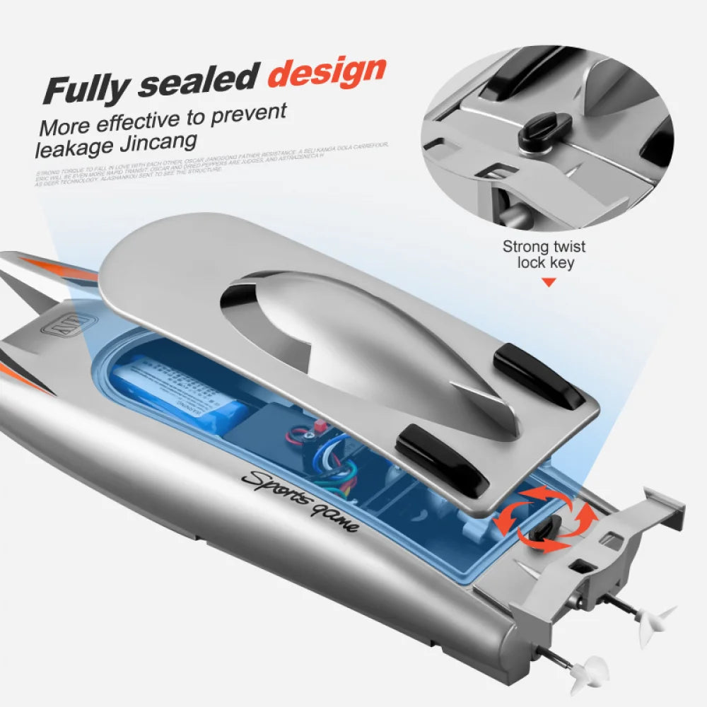 RC Boat RC Boat 30KM/H 4CH High Speed Remote Control Ship Boat 2.4G Rowing Waterproof Capsize Reset RC Racing Boat Speedboat