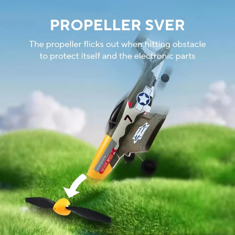New P51 Mustang RC Plane 2.4G 4CH 6 Axis 410MM Wingspan Foam Fighter One Key Aerobatic RTF Aircraft Glider Toys Gifts
