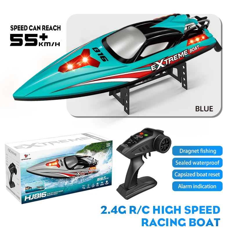 Hongxunjie HJ816PRO High-speed 55KM/H Speedboat Competitive Racing Boat Water Toy 2.4G RC Boat Brushless Net Pulling Boat Toy