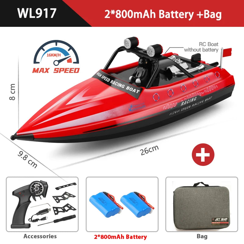 WLtoys WL917 RC Boat 2.4G Electric High Speed Jet Waterproof Model Electric Remote Control Speedboat Gifts Toys for Boys