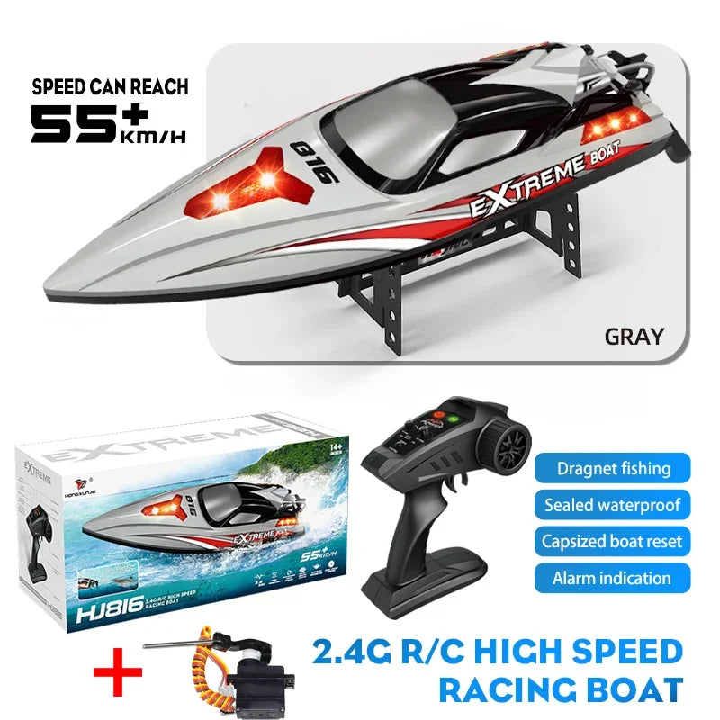 Hongxunjie HJ816PRO High-speed 55KM/H Speedboat Competitive Racing Boat Water Toy 2.4G RC Boat Brushless Net Pulling Boat Toy