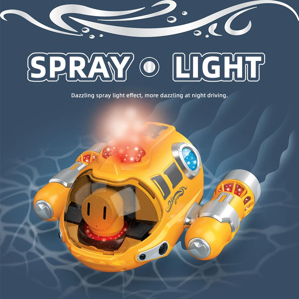 2.4G Remote Control Motorboat With Spray Light Waterproof Double Propeller Rc Boat Outdoor Swimming Pool Kids Toy Gift For Boys