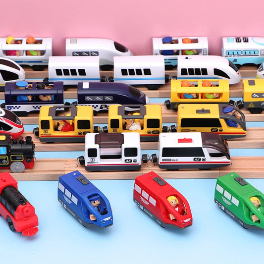 Kids RC Electric Trains Locomotive Magnetic Train Diecast Slot Toy Fit For Brio Wooden Railway Train Tracks Toys For Children