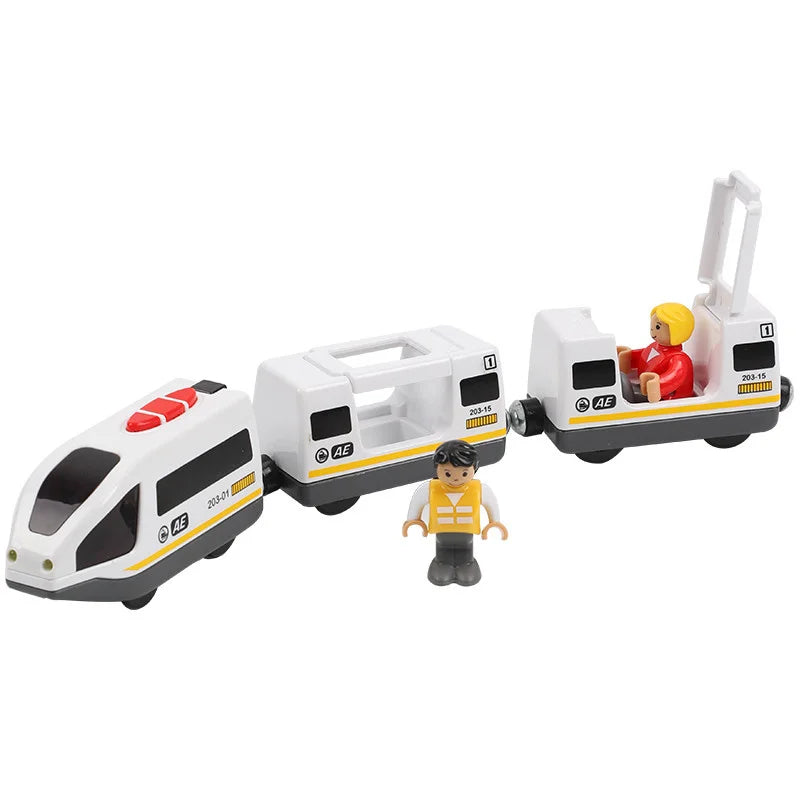 Kids RC Electric Trains Locomotive Magnetic Train Diecast Slot Toy Fit For Brio Wooden Railway Train Tracks Toys For Children