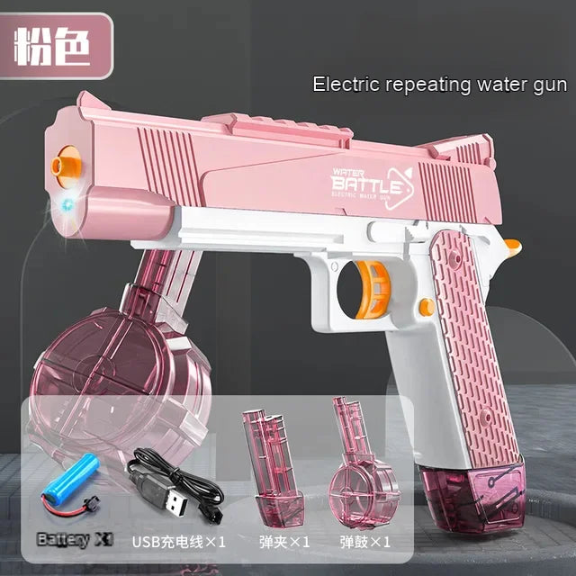 New Water Gun Electric Pistol Shooting Toy Gun Full Automatic Summer Pool Beach Toy For Kids Children Boys Girls Adult Toys