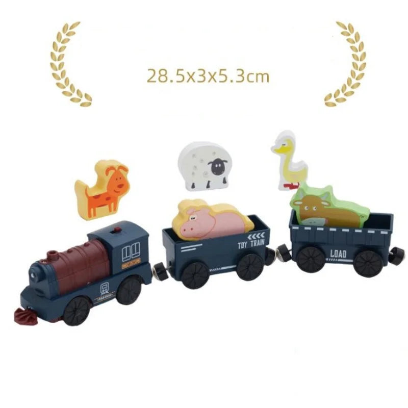 New Kids RC Electric Train Locomotive Magnetic Train Diecast Toy Fit for Wooden Train Railway Track Toys for Children