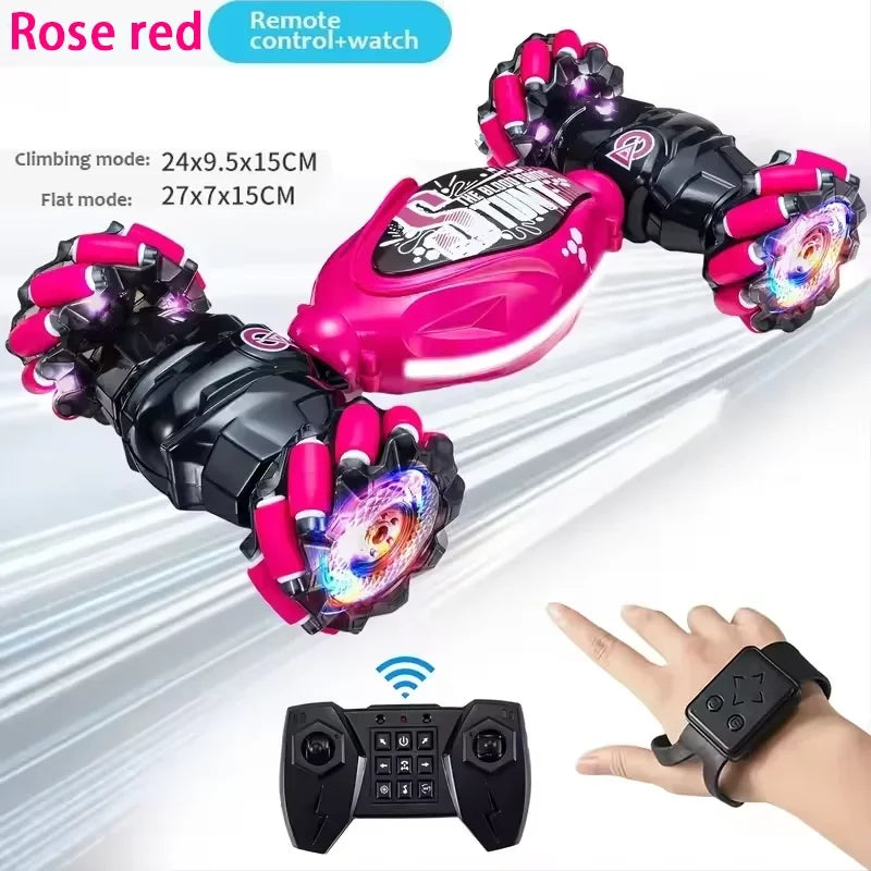 4WD RC Drift Car With Music Led Lights 2.4G Gesture Radio Remote Control Spray Stunt Car 360° Rotating Climbing Car Toys Gifts