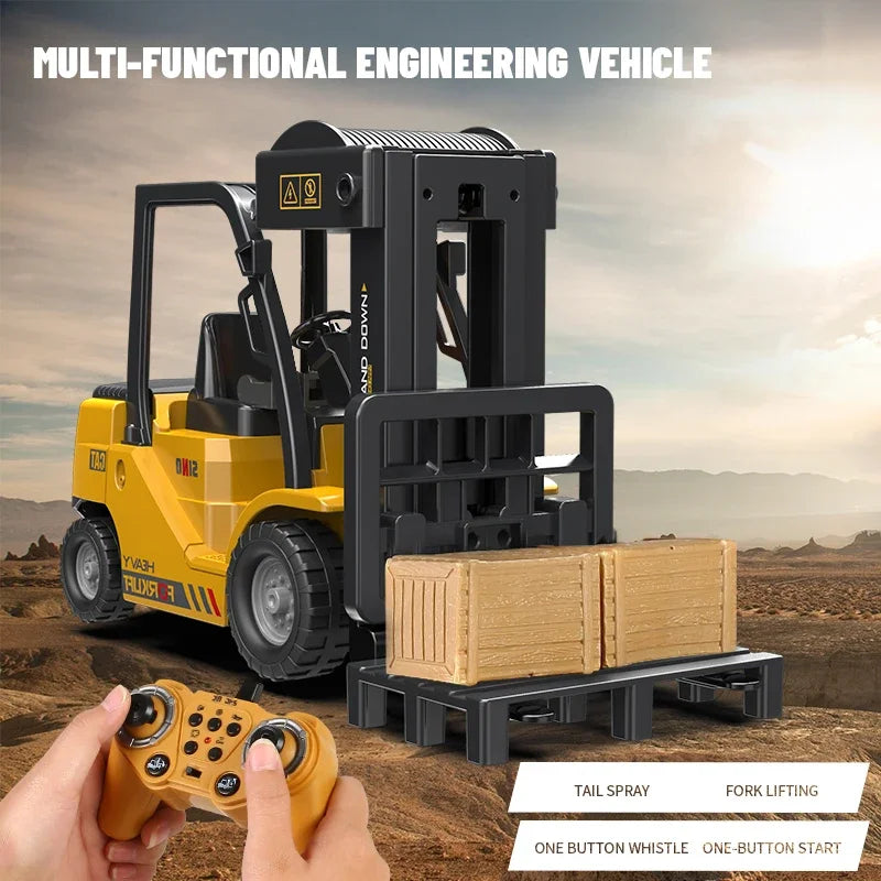 RC Trucks Forklift 2.4G Children Toys Remote Control Cars Toys for Boys Cranes Liftable Stunt Car Electric Vehicle for Kids Gift