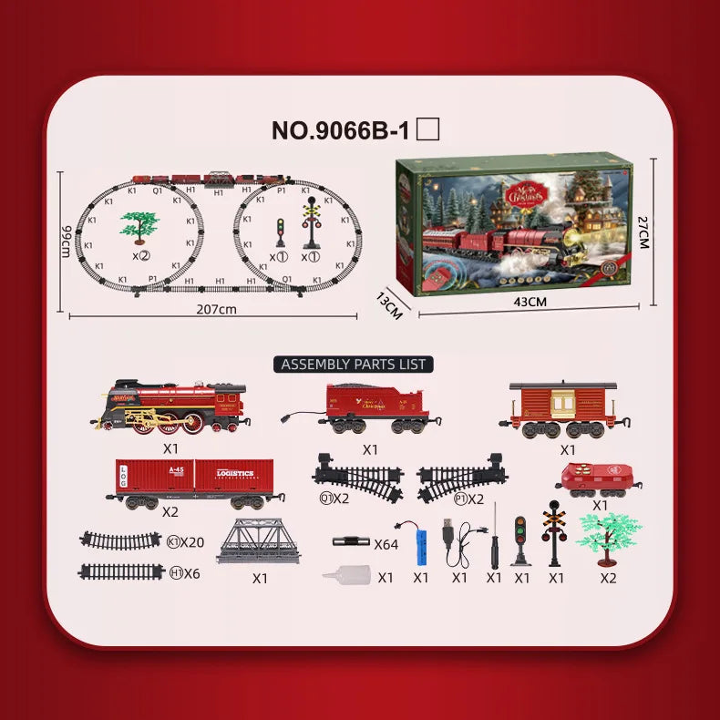 Christmas Series Classical Remote Control Small Train Tracks Electric Steam Track Train Model Lights Children'S Holiday Gifts