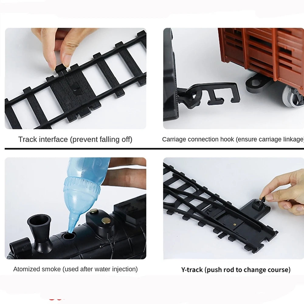 RC Train Toys Simulation Train Remote Control Retro Steam Electric Stepless Speed Control Remote Smoking Train Children's Toys