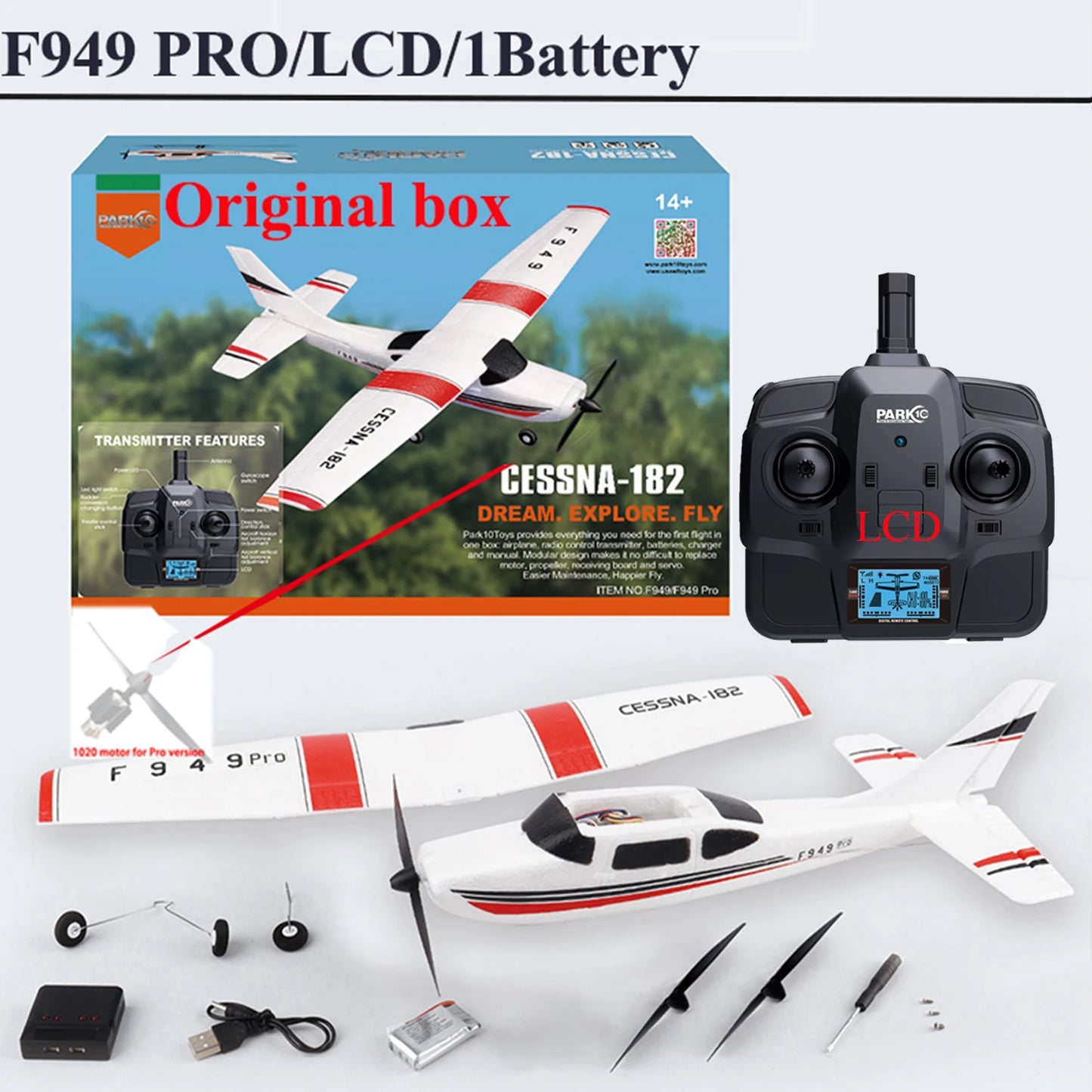 【C0】WLtoys 2.4G F949 LCD Version RC Airplane Cessna 182 3D6G 3Ch Fixed Wing Plane Outdoor Drone RTF With Gyroscope And Night