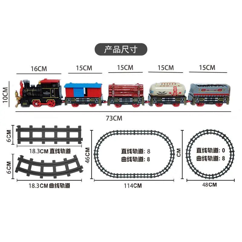 Retro Steam Train Toy for Boys Remote Control High-Speed Rail Car Model Simulation Christmas Gift for Children