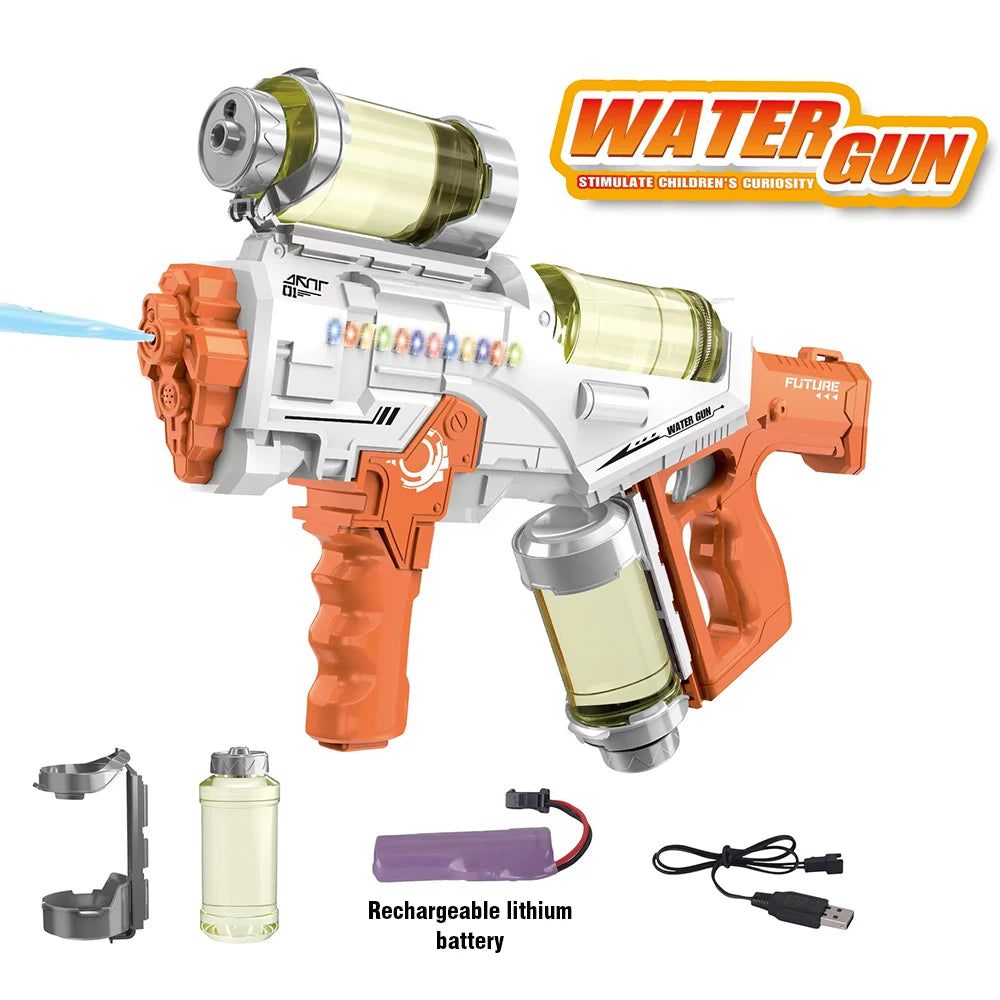 Water Gun Toy Full-automatic High-speed Repeating Water Gun with Lights Large-capacity Children's Water Play Toys for Boys Gifts
