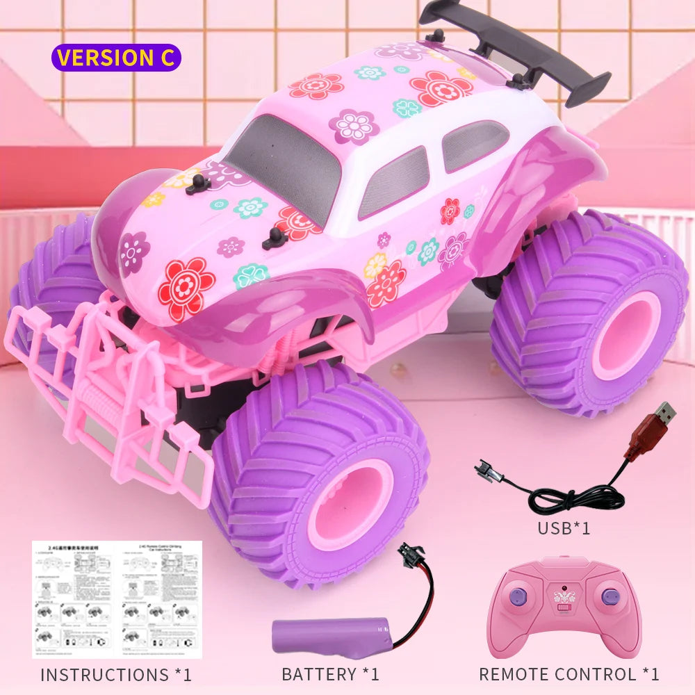 JJRC Barbie RC Car Pink Pickup Truck Electric Climbing Drop-resistant Stunt Remote Control Toy For Children Party Gift Ornament