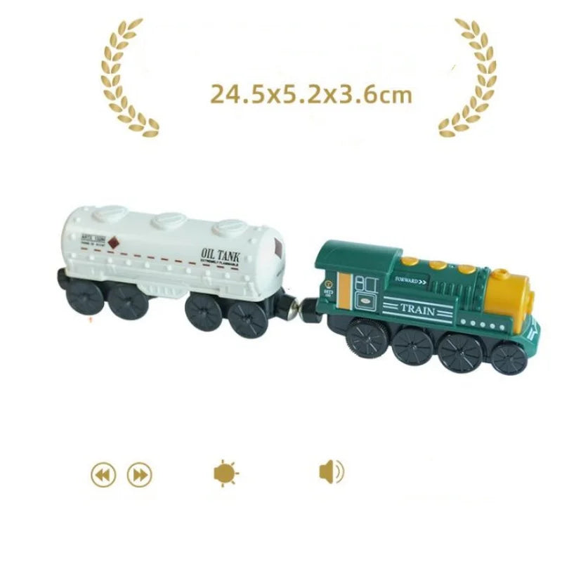 New Kids RC Electric Train Locomotive Magnetic Train Diecast Toy Fit for Wooden Train Railway Track Toys for Children