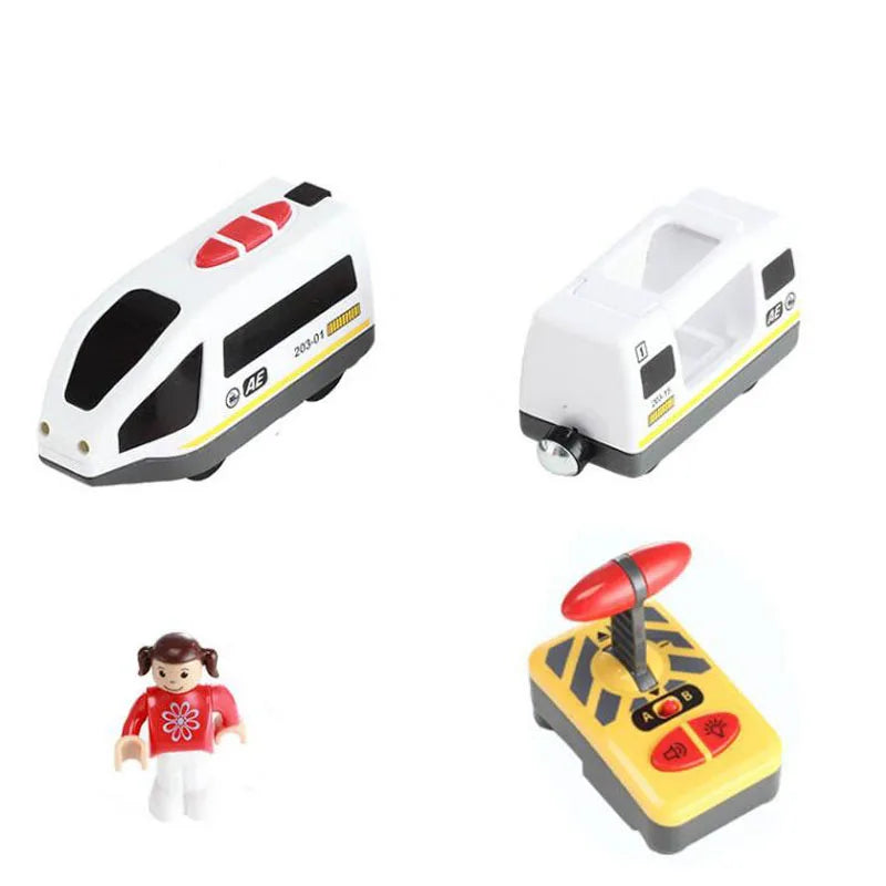 New Kids RC Electric Train Locomotive Magnetic Train Diecast Toy Fit for Wooden Train Railway Track Toys for Children