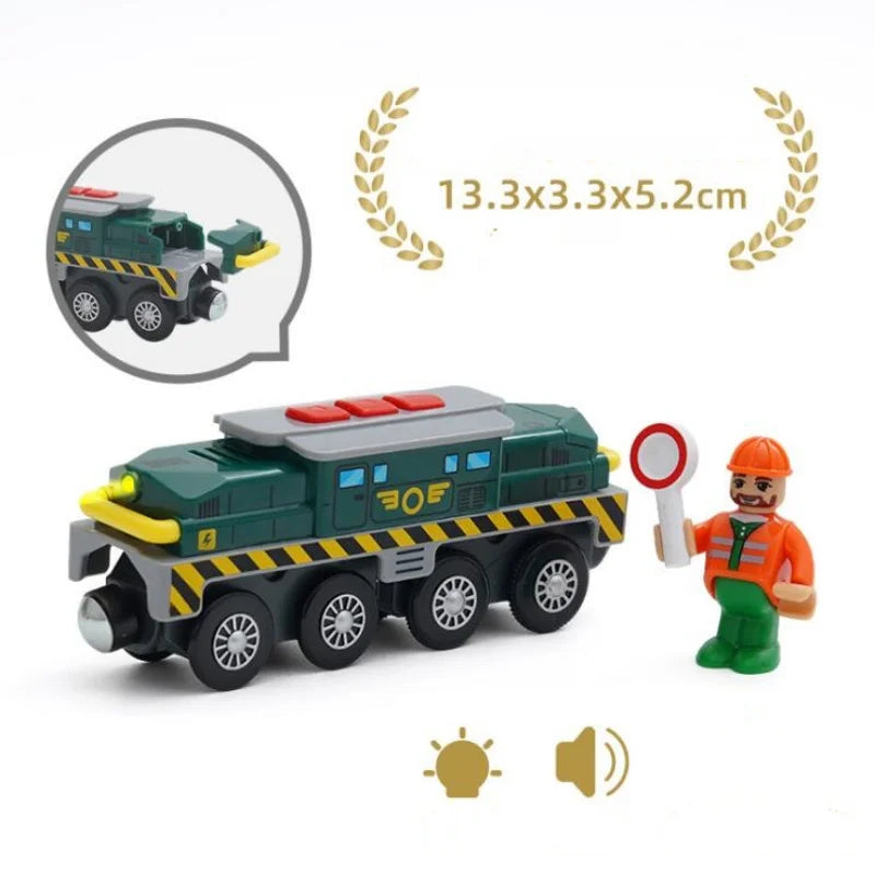 New Kids RC Electric Train Locomotive Magnetic Train Diecast Toy Fit for Wooden Train Railway Track Toys for Children