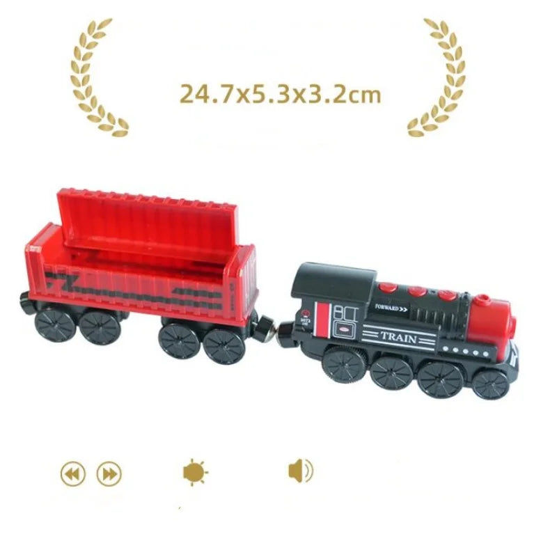 New Kids RC Electric Train Locomotive Magnetic Train Diecast Toy Fit for Wooden Train Railway Track Toys for Children