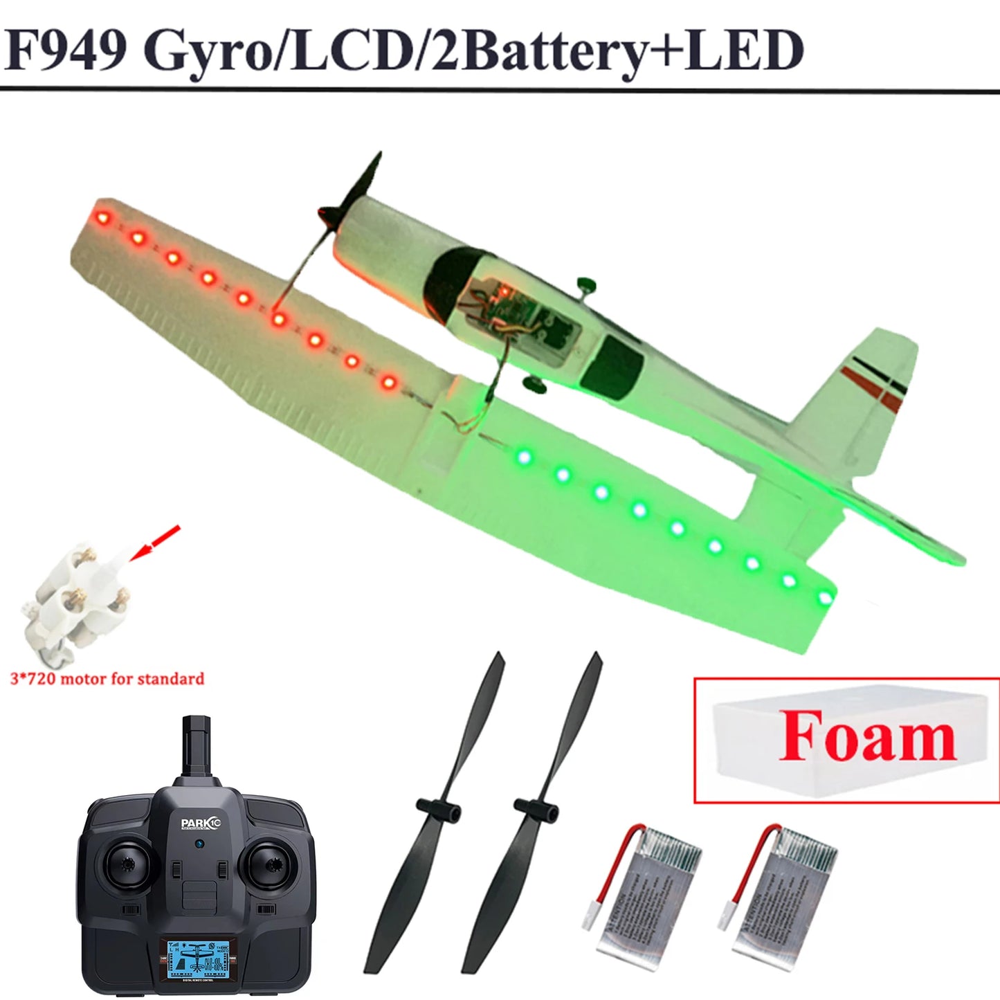 【C0】WLtoys 2.4G F949 LCD Version RC Airplane Cessna 182 3D6G 3Ch Fixed Wing Plane Outdoor Drone RTF With Gyroscope And Night