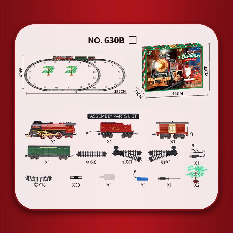Christmas Series Classical Remote Control Small Train Tracks Electric Steam Track Train Model Lights Children'S Holiday Gifts