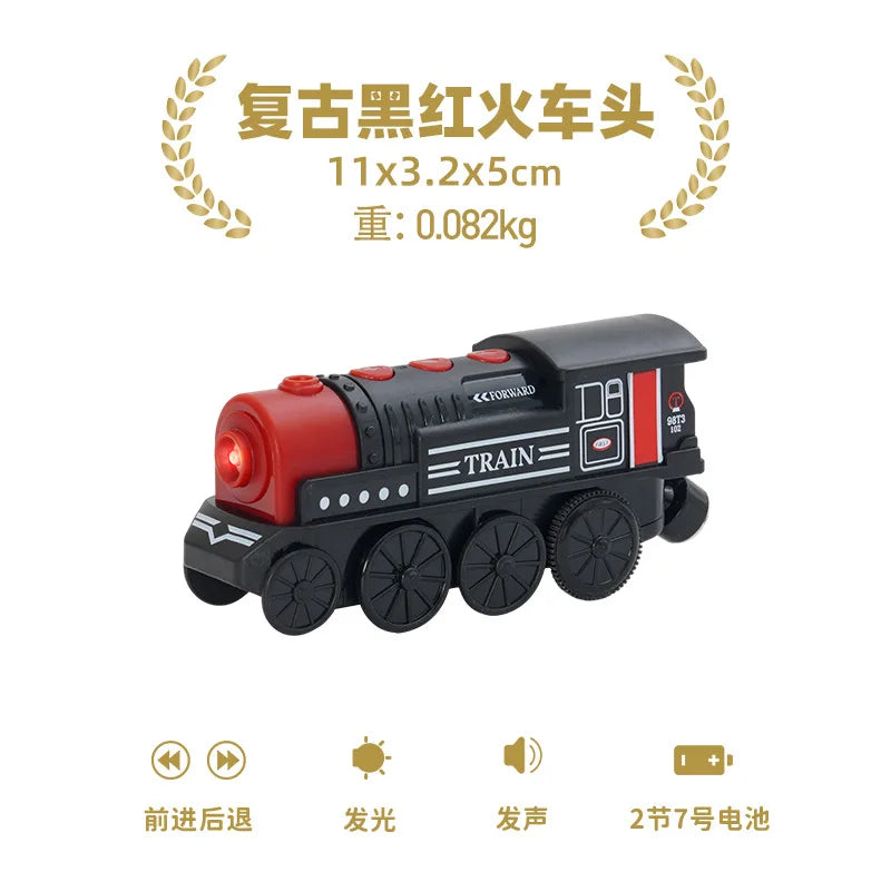 New Kids RC Electric Train Locomotive Magnetic Train Diecast Toy Fit for Wooden Train Railway Track Toys for Children