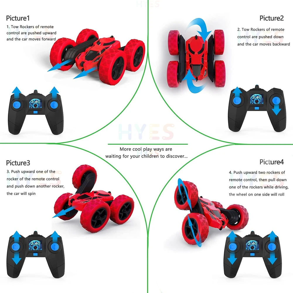 Double Sided Flip RC Stunt Car 2.4G Remote Control 360° Degree Rotation Off-Road Drift Car Toy Gift for Kids Adults Boys Girls