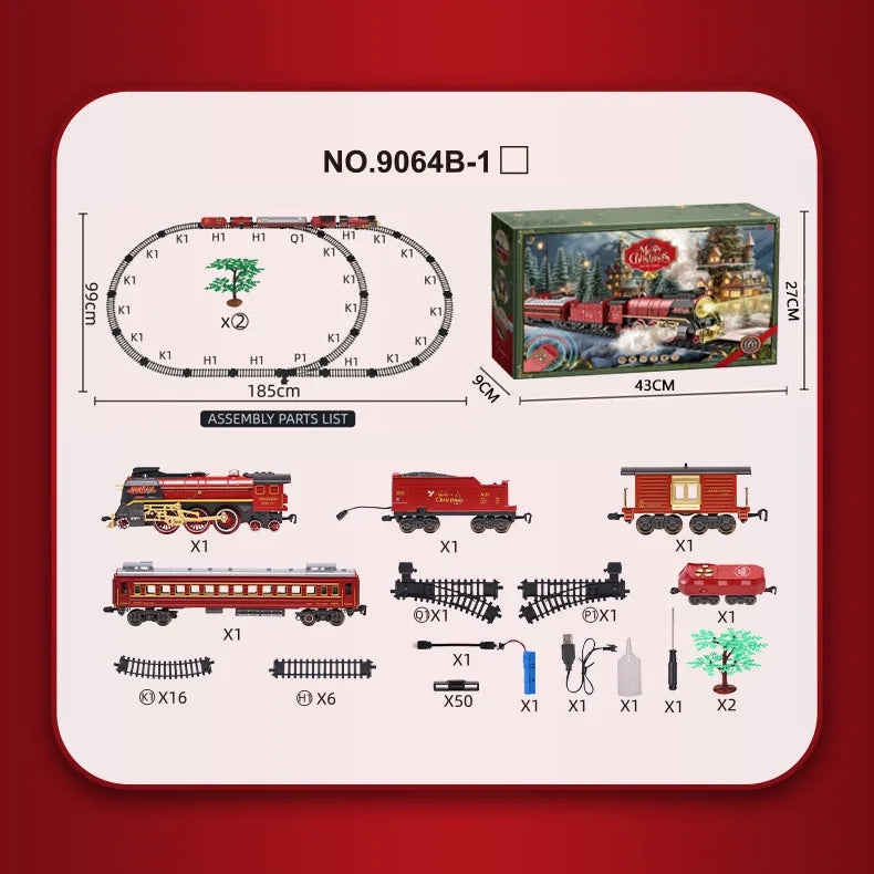 Christmas Series Classical Remote Control Small Train Tracks Electric Steam Track Train Model Lights Children'S Holiday Gifts