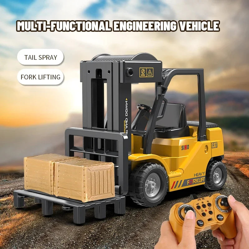 RC Trucks Forklift 2.4G Children Toys Remote Control Cars Toys for Boys Cranes Liftable Stunt Car Electric Vehicle for Kids Gift