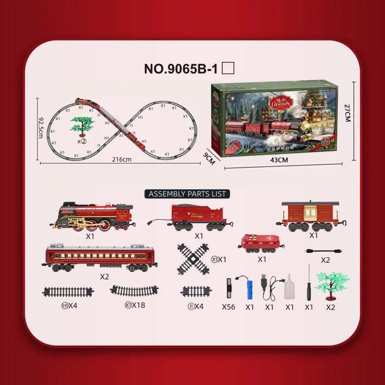 Christmas Series Classical Remote Control Small Train Tracks Electric Steam Track Train Model Lights Children'S Holiday Gifts